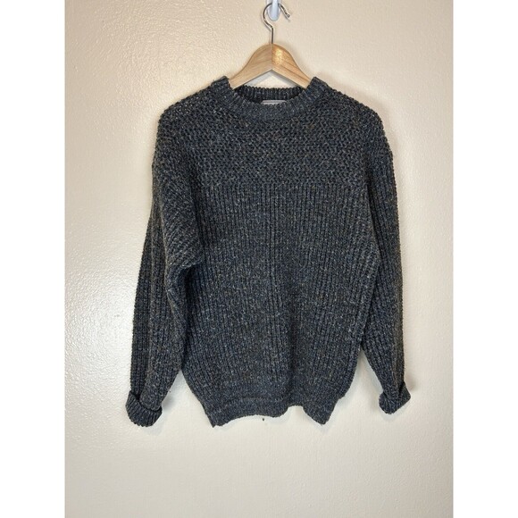 Loft & Brownstone L Men’s Sweater Pullover Wool Fisherman Chunky Brown Grandpa